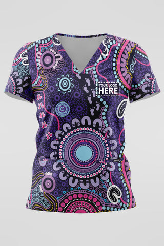 Muru To Our Biriwal (Pathway To Our Future) NAIDOC 2025 Women’s Three Pocket Scrub Top