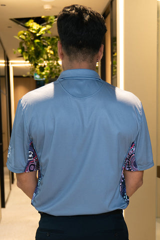 (Bulk Order) Muru To Our Biriwal (Pathway To Our Future) NAIDOC 2025 Slate Blue Bamboo (Simpson) Unisex Polo Shirt