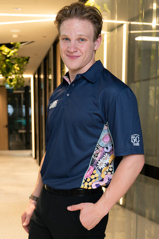 (Bulk Order) Legacy NAIDOC 2025 Dark Blue Bamboo (Simpson) Unisex Polo Shirt