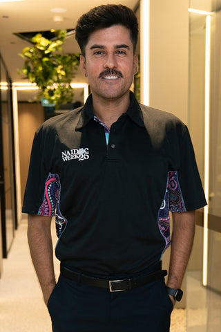 (Bulk Order) Muru To Our Biriwal (Pathway To Our Future) NAIDOC 2025 Black Bamboo (Simpson) Unisex Polo Shirt