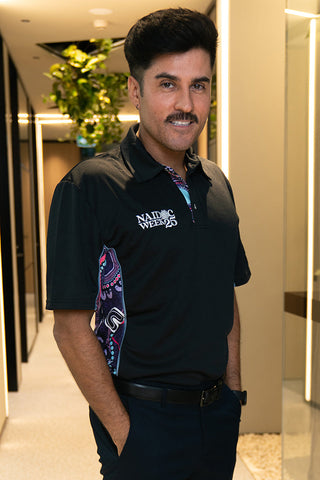 (Bulk Order) Muru To Our Biriwal (Pathway To Our Future) NAIDOC 2025 Black Bamboo (Simpson) Unisex Polo Shirt