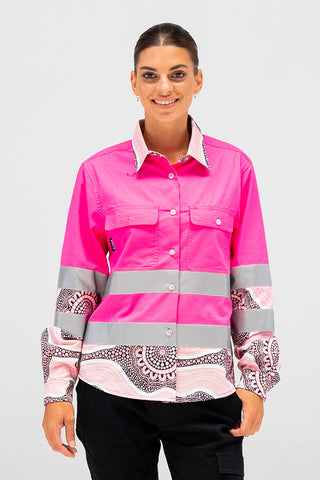 Boobie Sista High Vis Pink 100% Cotton Drill Women