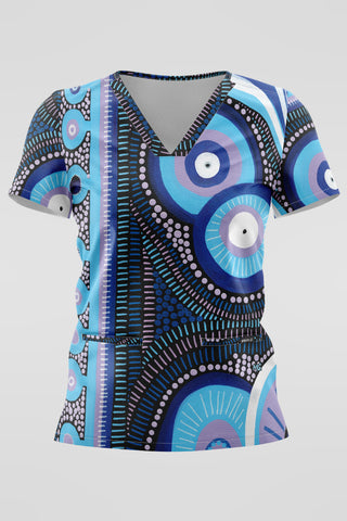 Future Dreaming NAIDOC 2025 Women’s Three Pocket Scrub Top