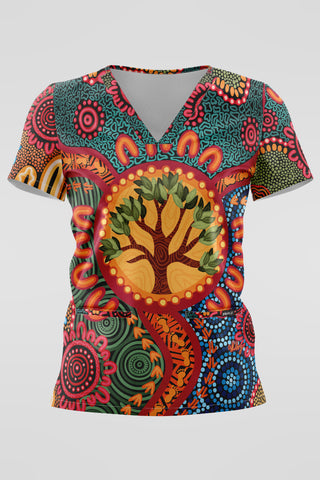 Wurung (Branches) NAIDOC 2025 Women’s Three Pocket Scrub Top
