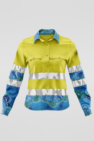 Together We Rise High Vis Yellow 100% Cotton Drill Women