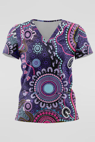 Muru To Our Biriwal (Pathway To Our Future) NAIDOC 2025 Women’s Three Pocket Scrub Top