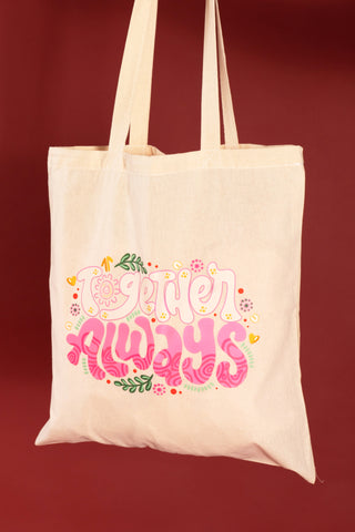 Together Always Natural Long Handle Cotton Tote Bag