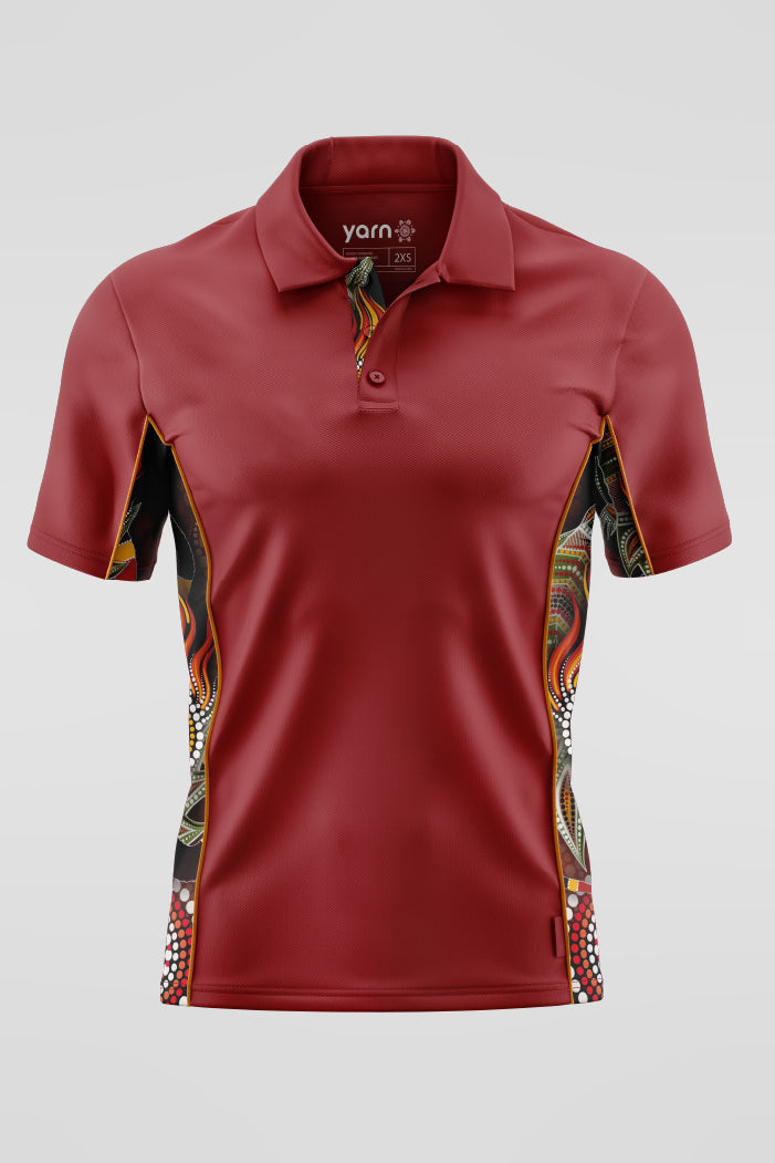 (Bulk Order) Generational Flames NAIDOC 2024 Ochre Red Bamboo (Simpson) Unisex Polo Shirt