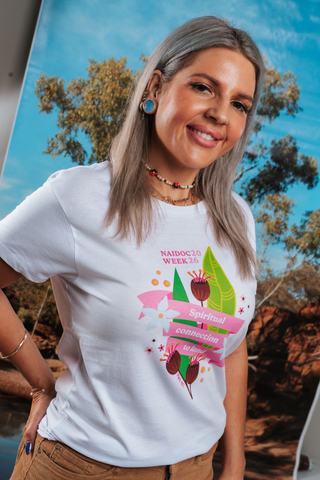 Spiritual Connection To Land NAIDOC Week 2026 White Cotton Everyday T-Shirt