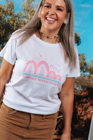Paths That Brought Us Here NAIDOC Week 2026 White Cotton Everyday Women