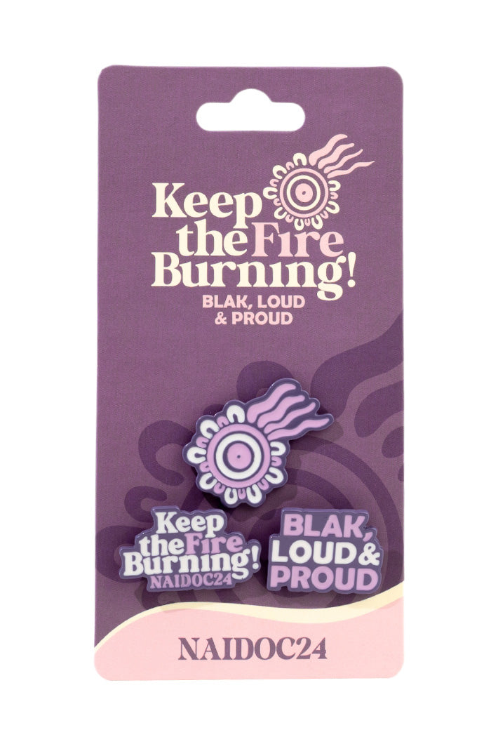 (Bulk Order) Keep The Fire Burning! Mauve & Pink NAIDOC 2024 Lapel Pin (3 Pack)