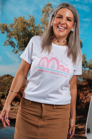 Paths That Brought Us Here NAIDOC Week 2026 White Cotton Everyday Women