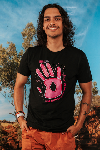 Handprints Engraved NAIDOC Week 2026 Black Cotton Everyday T-Shirt