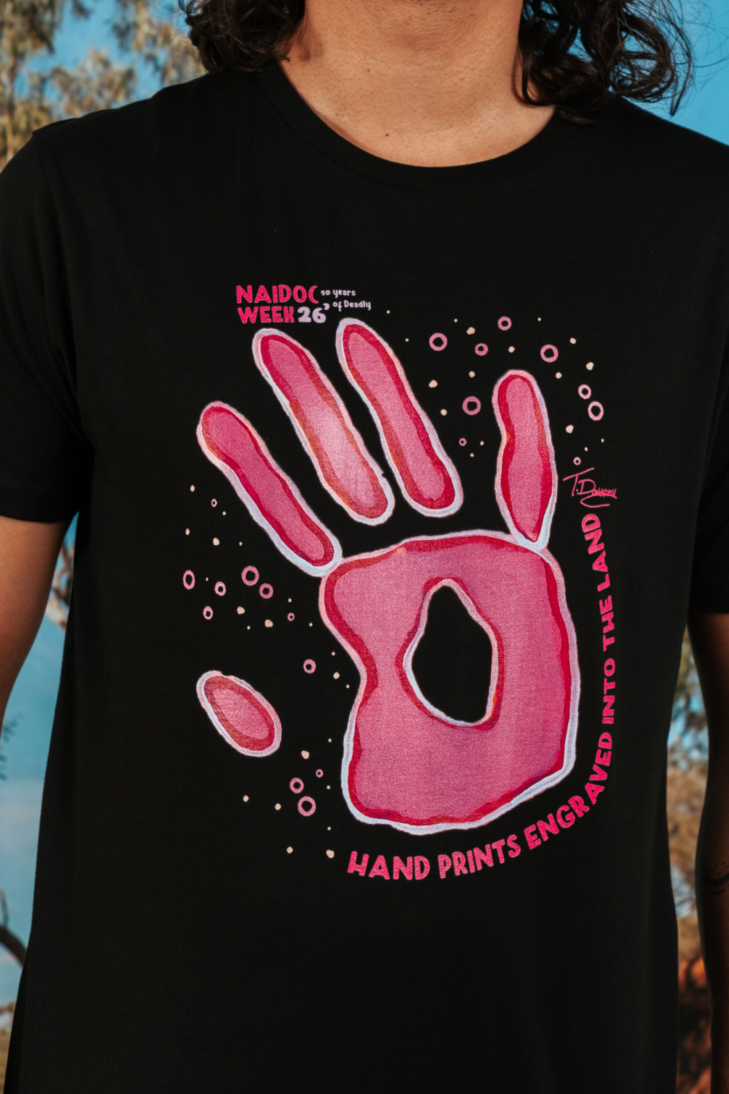 Handprints Engraved NAIDOC Week 2026 Black Cotton Everyday T-Shirt