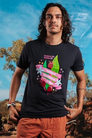 Spiritual Connection To Land NAIDOC Week 2026 Navy Cotton Everyday Unisex T-Shirt