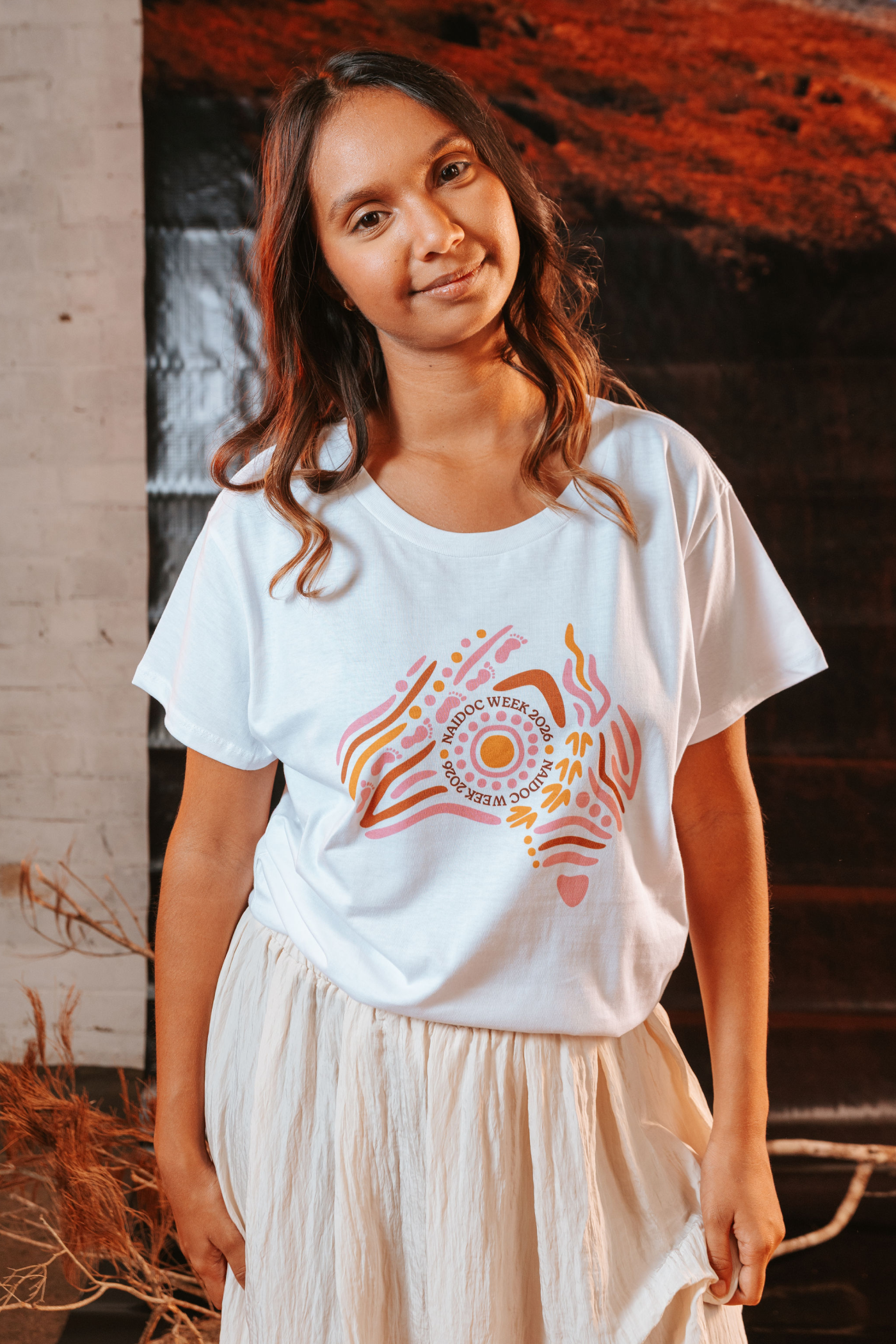 Australia NAIDOC Week 2026 Pink and White Cotton Everyday T-Shirt