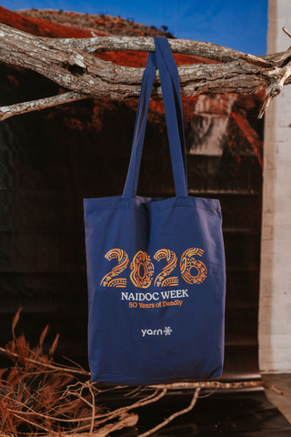 NAIDOC Week 2026 Dark Blue Long Handle Cotton Tote Bag