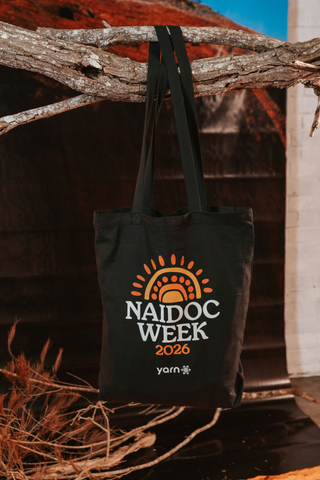 Core NAIDOC Week 2026 Black Long Handle Cotton Tote Bag