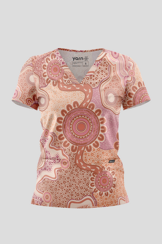 Celebration Through Generations NAIDOC 2026 Womens Three Pocket Scrub Top