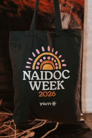 NAIDOC Week 2026 Pink and Black Long Handle Cotton Tote Bag