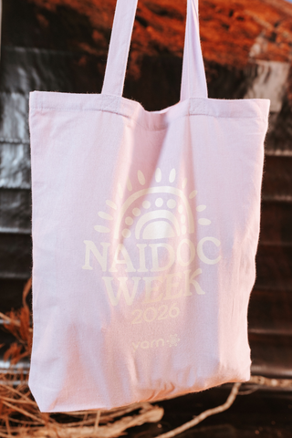 Celebrate NAIDOC 2026 Pink Long Handle Cotton Tote Bag