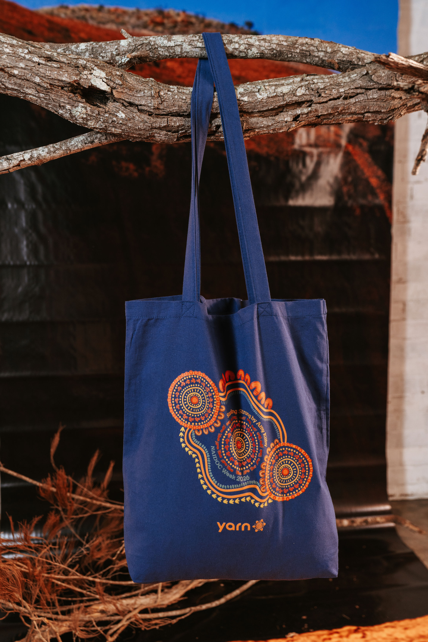 Standing Strong NAIDOC 2026 Dark Blue Long Handle Cotton Tote Bag