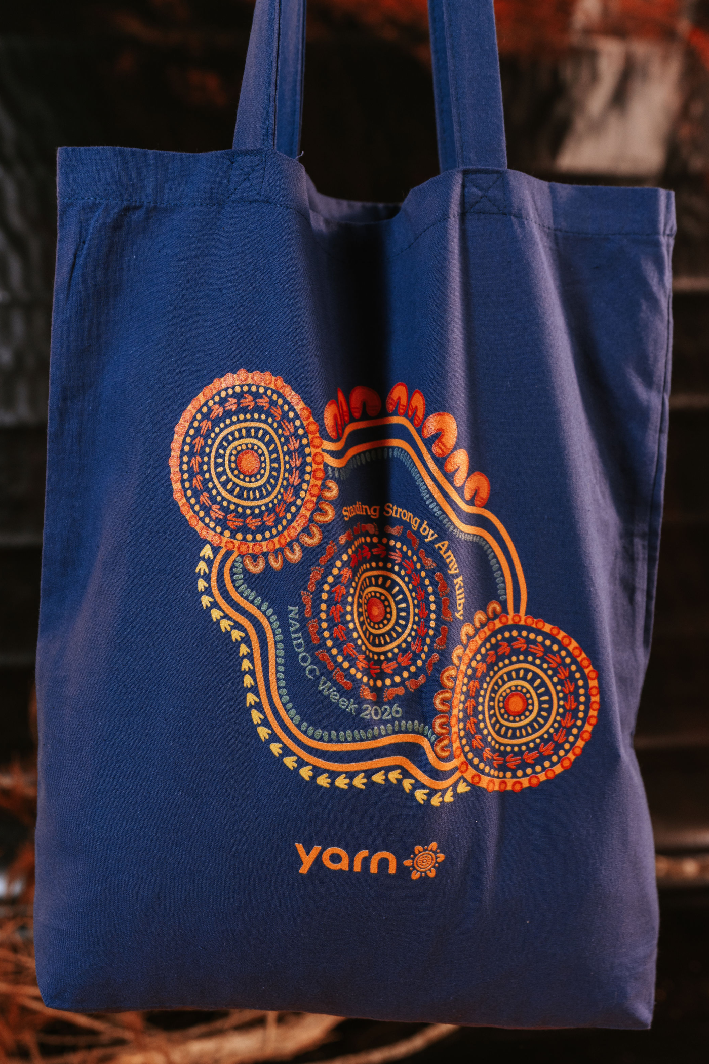 Standing Strong NAIDOC 2026 Dark Blue Long Handle Cotton Tote Bag