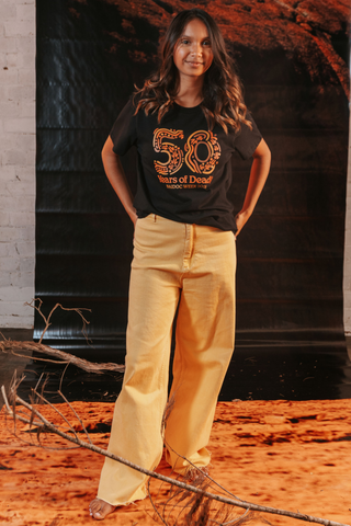 50 Years of Deadly NAIDOC Week 2026 Black Cotton Crew Neck T-Shirt