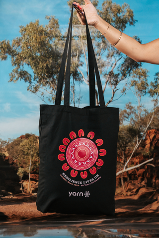 Resilience Lives On NAIDOC Week 2026 Tote Bag Black Long Handle Cotton Tote Bag