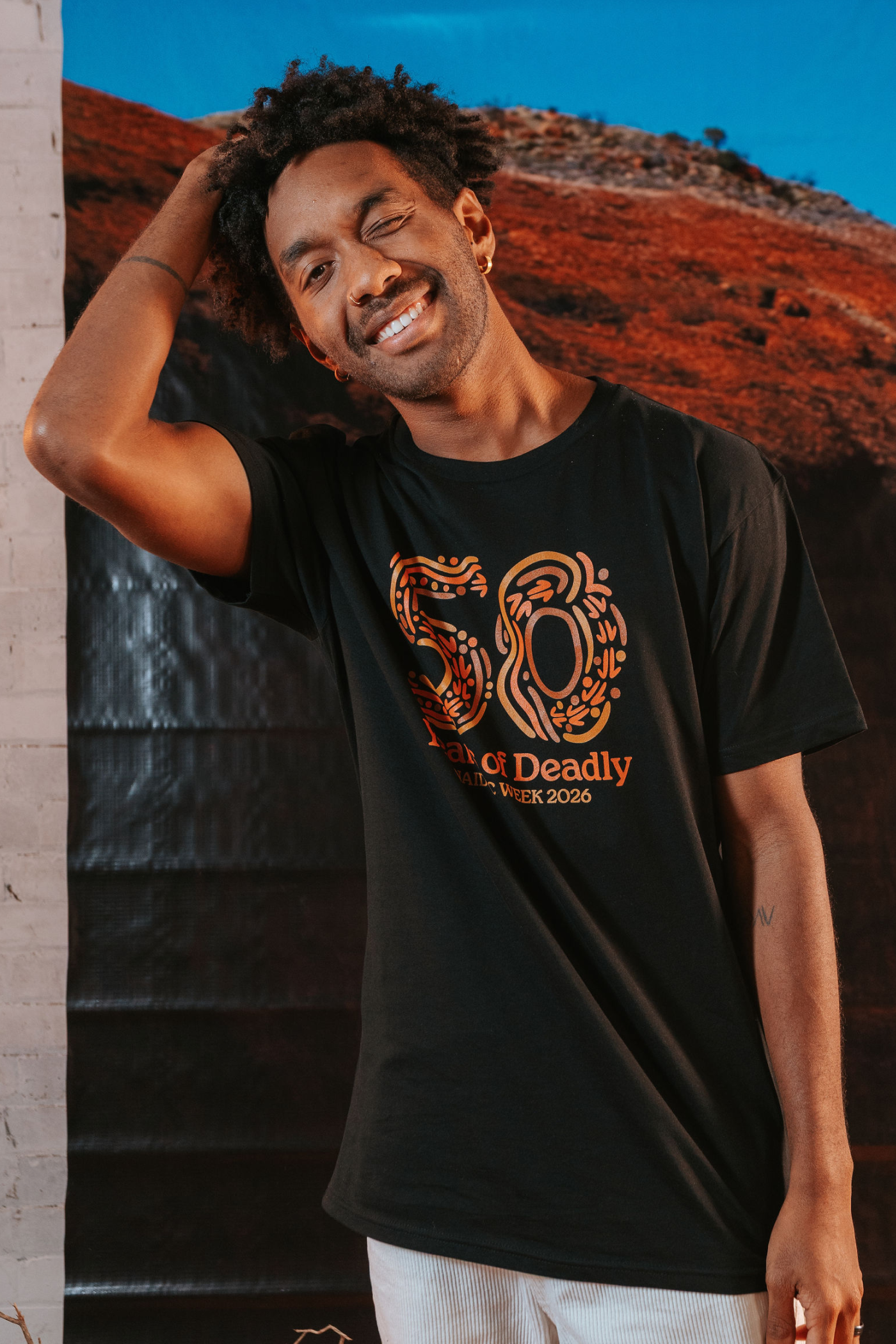 50 Years of Deadly NAIDOC Week 2026 Black Cotton Crew Neck Unisex T-Shirt