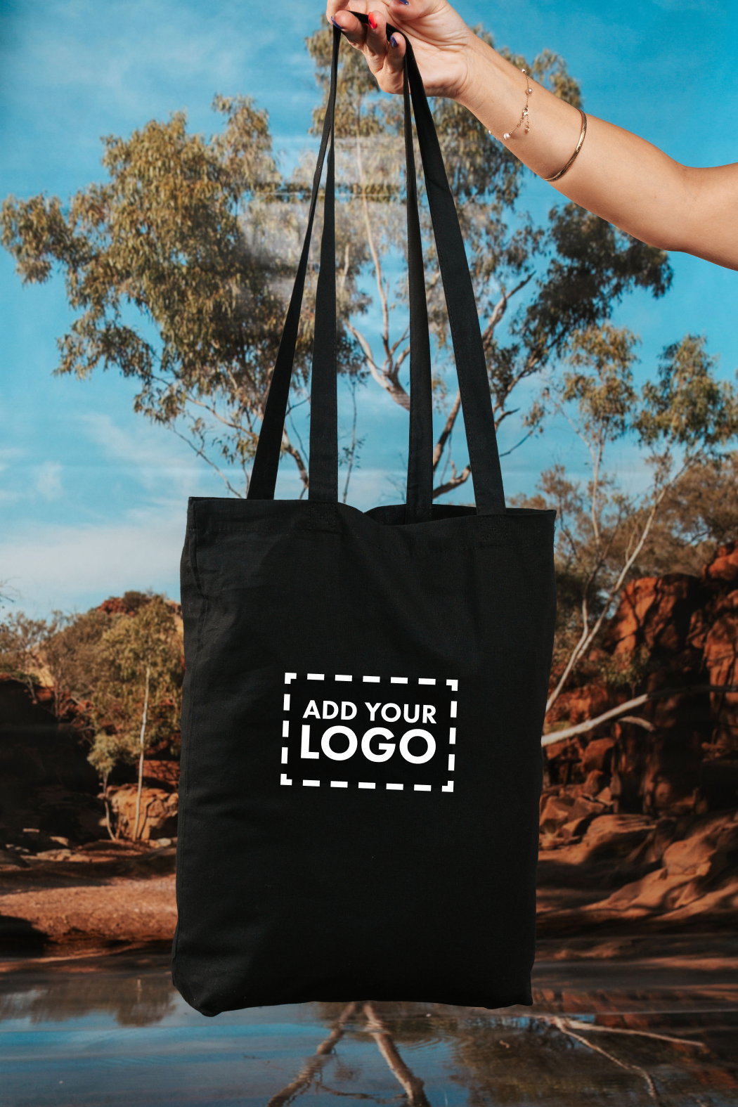 Movement That Never Rests NAIDOC Week 2026 Tote Bag Black Long Handle Cotton Tote Bag