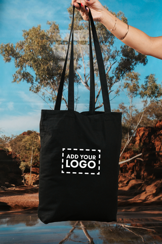 Movement That Never Rests NAIDOC Week 2026 Tote Bag Black Long Handle Cotton Tote Bag