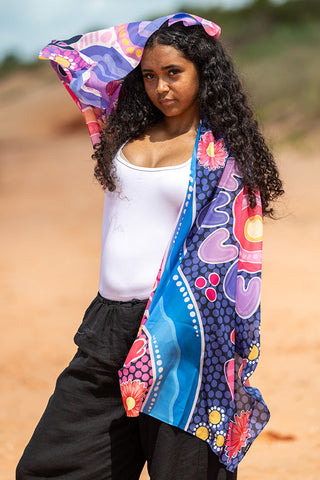 Thriving Together Rectangle Chiffon Scarf - Ready Stock