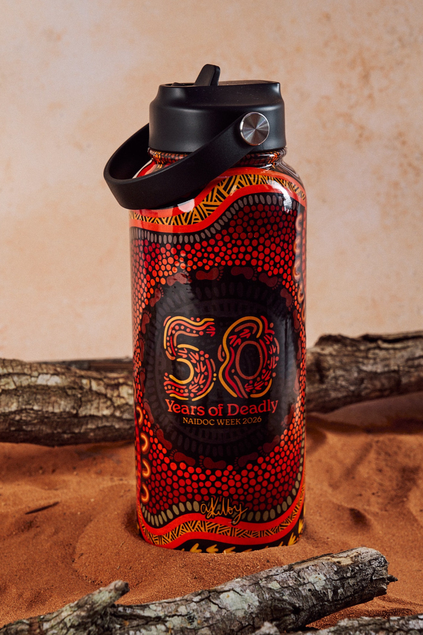 50 Years of Deadly NAIDOC 2026 1L Insulated Stainless Steel Drink Bottle with Handle