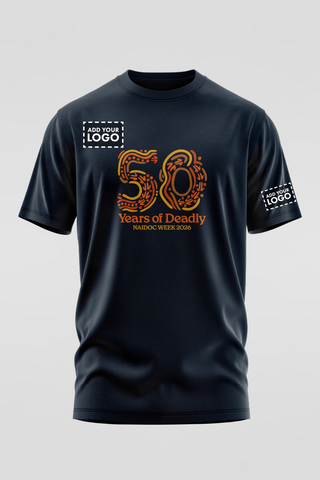 50 Years of Deadly NAIDOC Week 2026 Black Cotton Crew Neck Unisex T-Shirt
