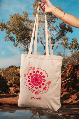 Connection To Culture NAIDOC Week 2026 Tote Bag Khaki Long Handle Cotton Tote Bag