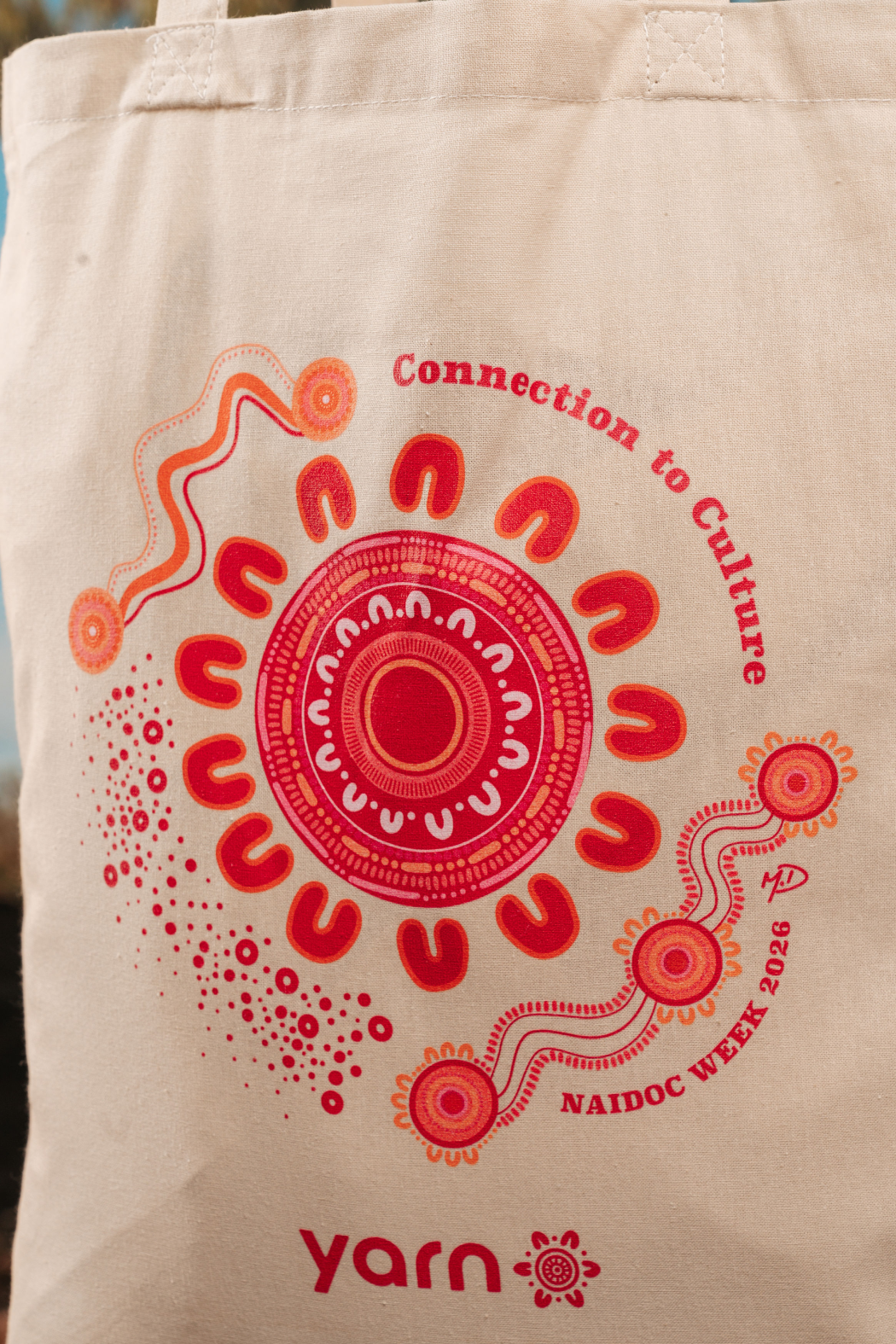 Connection To Culture NAIDOC Week 2026 Tote Bag Khaki Long Handle Cotton Tote Bag