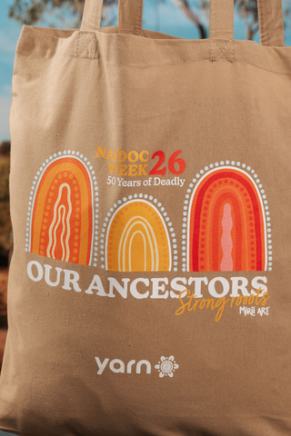 Our Ancestors NAIDOC Week 2026 Tote Bag Sand Long Handle Cotton Tote Bag