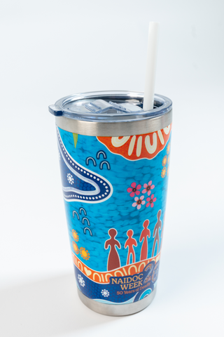 Built On Strong Shoulders NAIDOC 2026 590ml Vacuum Insulated Double Walled Stainless Steel Tumbler