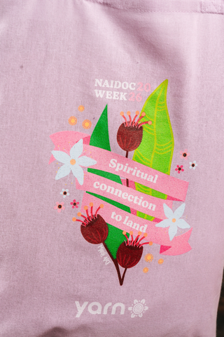 Spiritual Connection To Land NAIDOC Week 2026 Tote Bag Lilac Long Handle Cotton Tote Bag