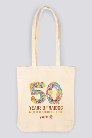 50 Years Of NAIDOC 2025 Natural Long Handle Cotton Tote Bag