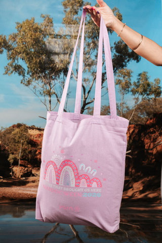 Paths That Brought Us Here NAIDOC Week 2026 Tote Bag Lilac Long Handle Cotton Tote Bag