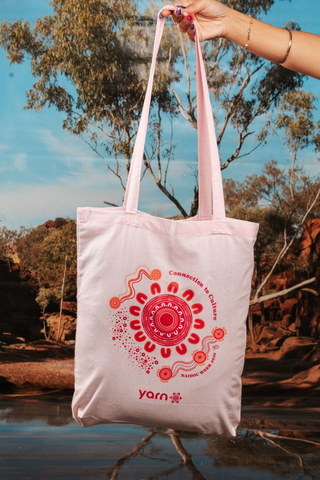 Connection To Culture NAIDOC Week 2026 Tote Bag Pink Long Handle Cotton Tote Bag