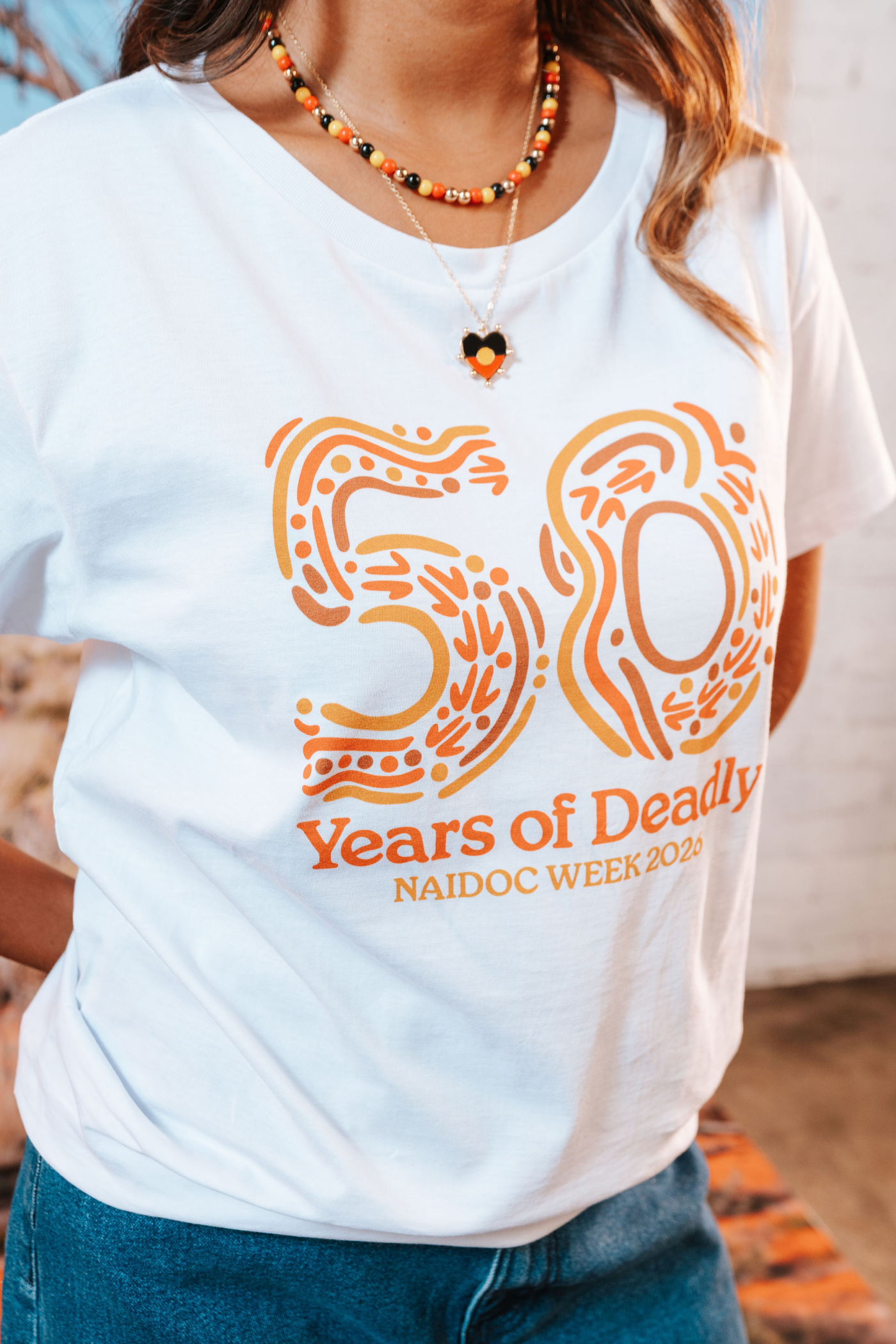 50 Years of Deadly NAIDOC Week 2026 White Cotton Everyday Women