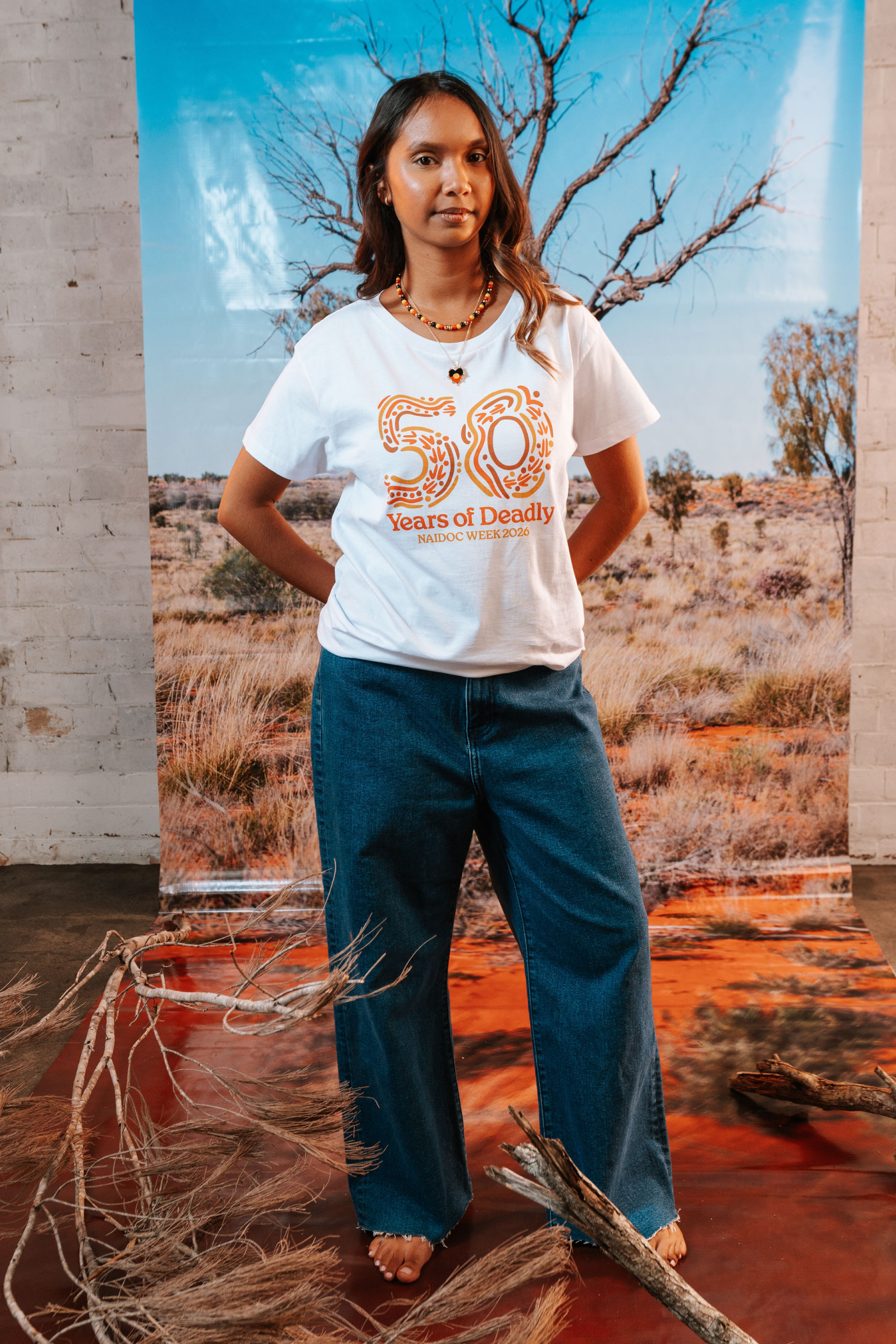 50 Years of Deadly NAIDOC Week 2026 White Cotton Everyday T-Shirt