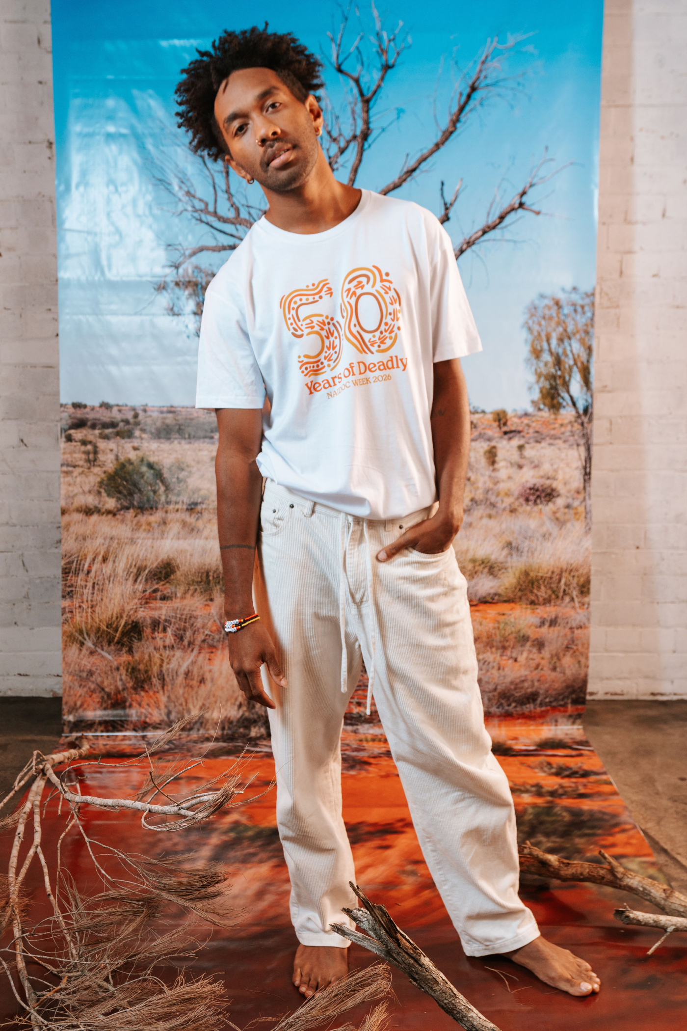 50 Years of Deadly NAIDOC Week 2026 White Cotton Everyday T-Shirt