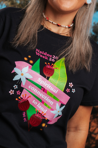 Spiritual Connection To Land NAIDOC Week 2026 Navy Cotton Everyday T-Shirt