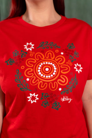 Harmony Red Cotton Crew Neck T-Shirt