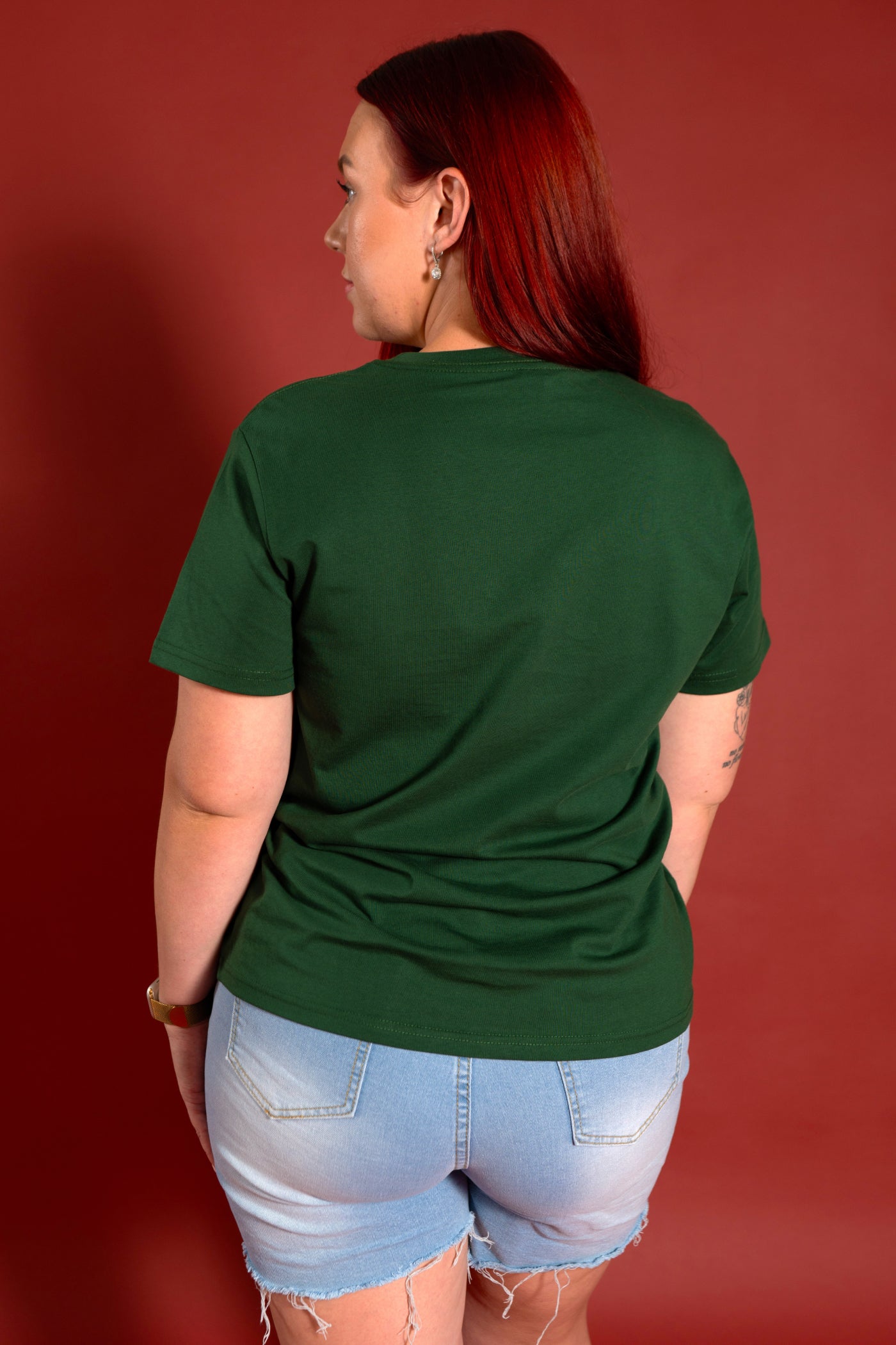 Harmony Forest Green Cotton Crew Neck T-Shirt