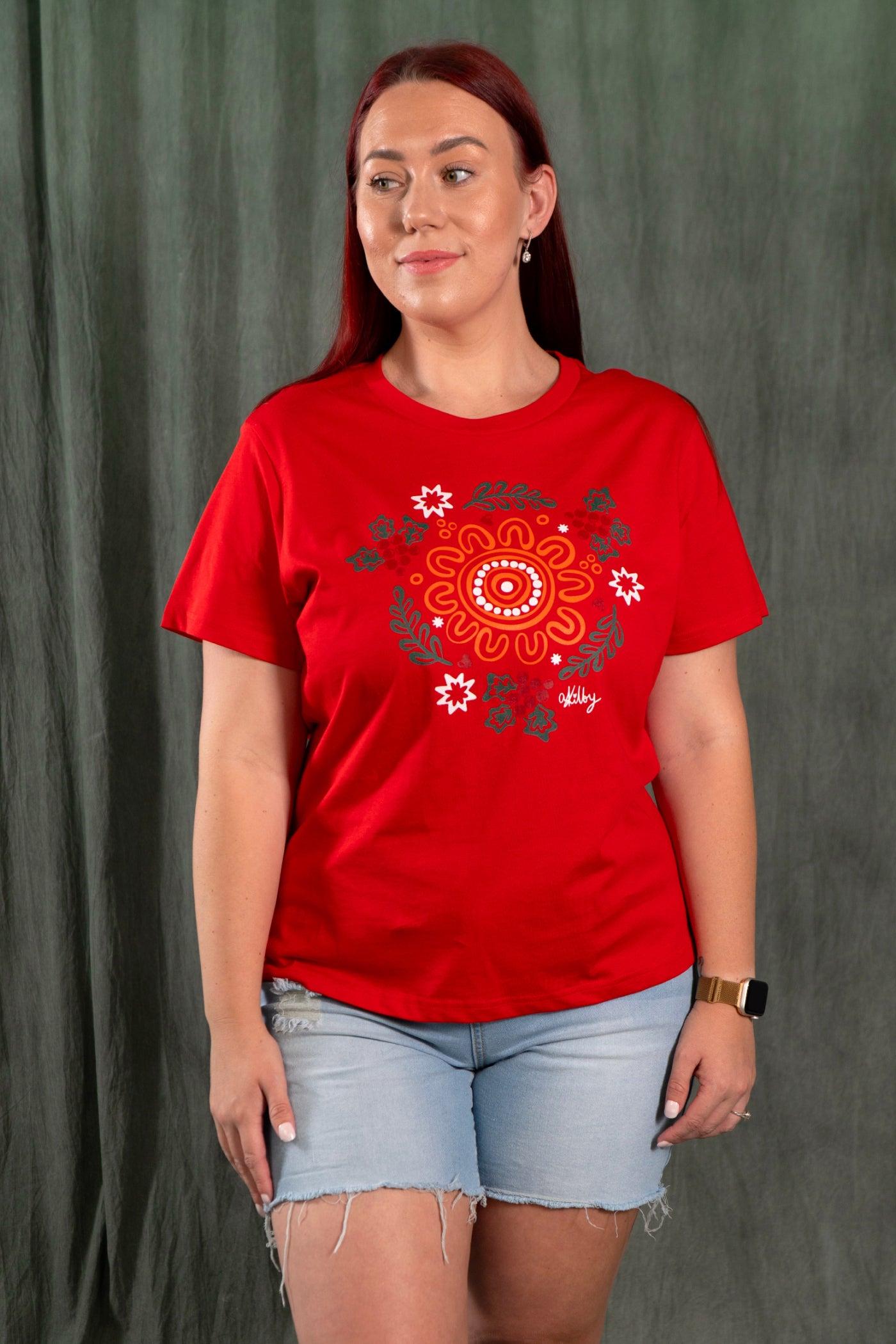 Harmony Red Cotton Crew Neck T-Shirt
